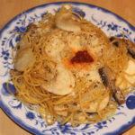 Oil sardine pasta with turnip