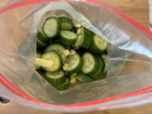 Cucumbers and gingers in the ziplock bag